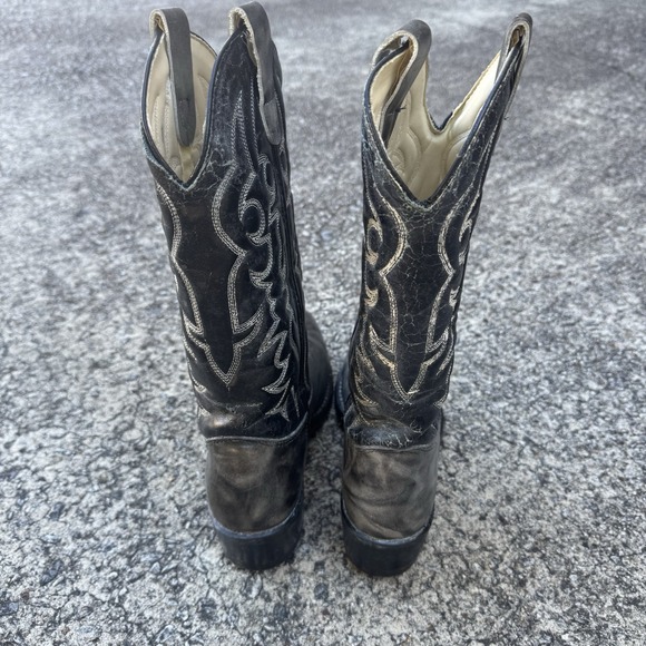 Vntg Iron Age Cowboy Boots Men's 7 D ( Women's 9) Gray Black Tall Steel Toe - Picture 5 of 14